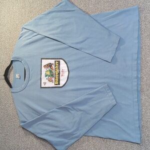Vintage 90s Ride Snowboards x Bärenjäger Single Stitch Long Sleeve Shirt Blue XL